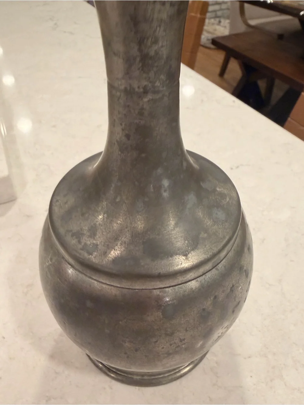 Antique-pewter Metal Vase in Aged Silver